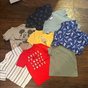 Bundle of Kids Graphic and Solid Color T-Shirts Set